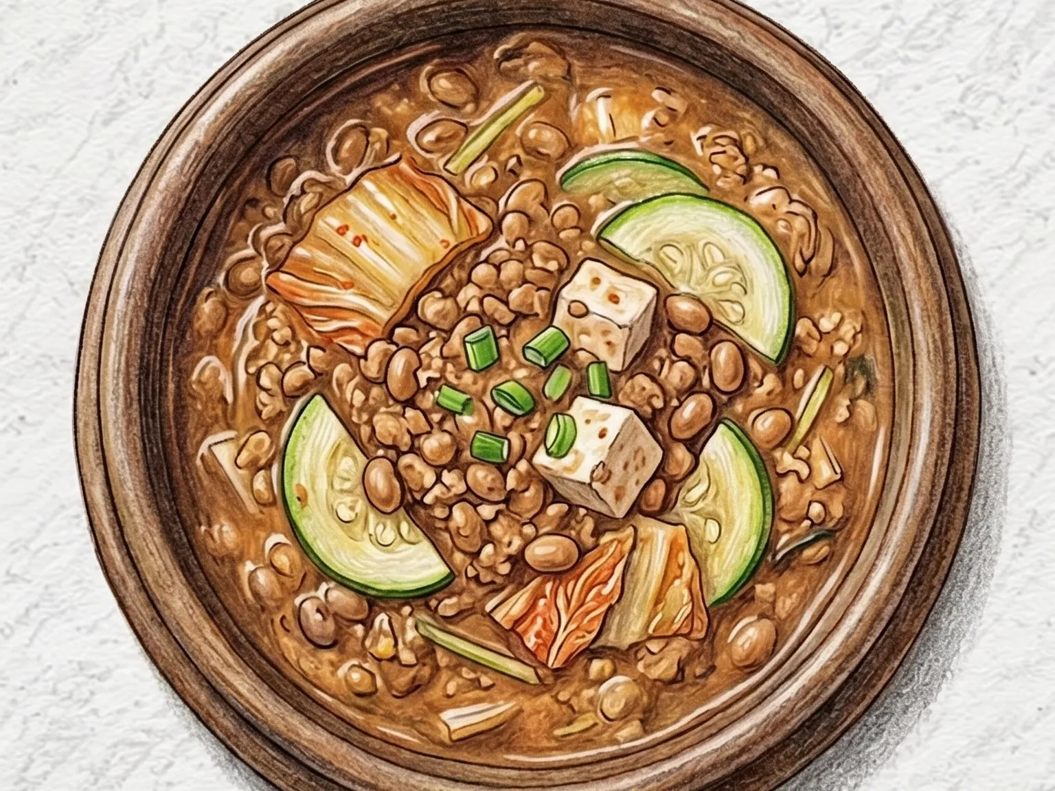 Cheonggukjang soybean stew with tofu and vegetables
