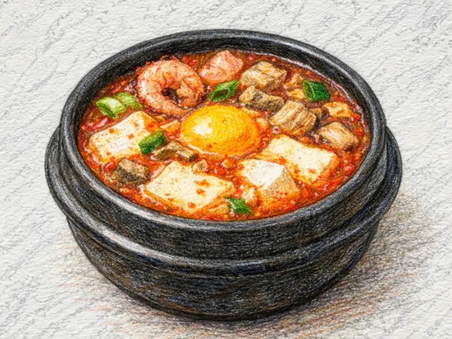 뚝배기에 담긴 순두부찌개