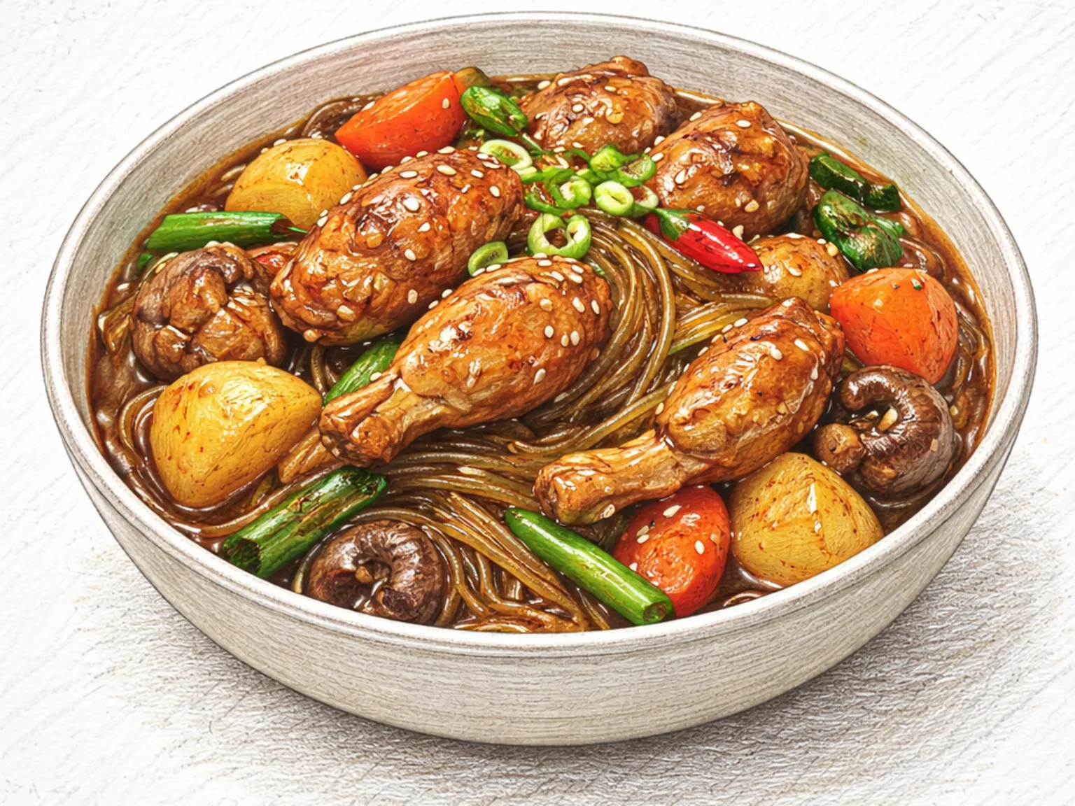 Andong jjimdak braised chicken with vegetables