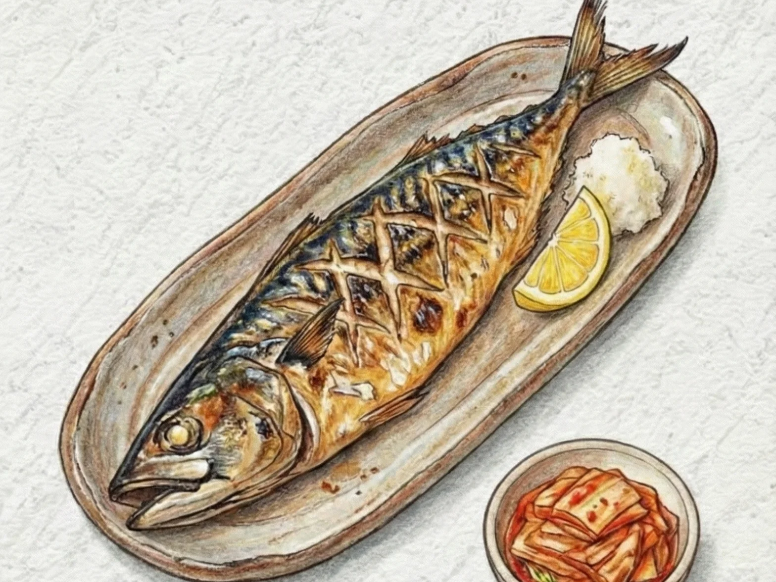 Korean grilled mackerel served whole