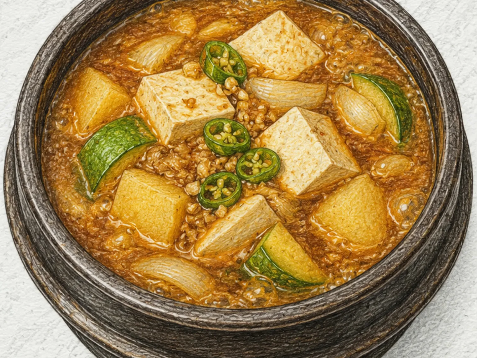 두부와 채소를 넣은 된장찌개